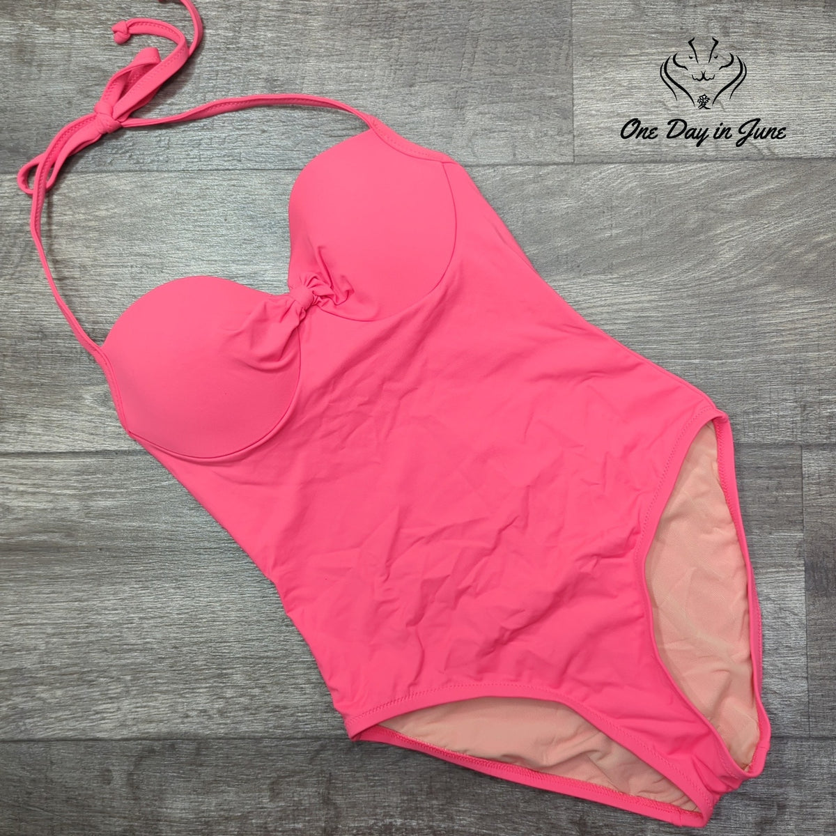 J. Crew D Cup Knot Front Halter One Piece Swimsuit Pink NWT Size 0 (D-Cup)