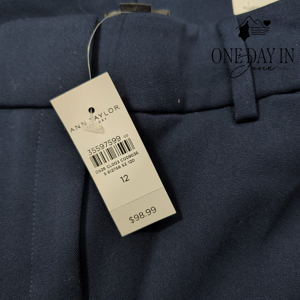 Ann Taylor The Straight Mid Rise Straight Leg Dress Pants Navy Blue NWT Size 12