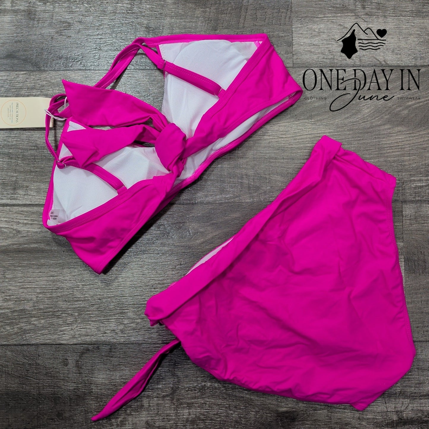 Dokotoo Twist Front Tie Back High Waist Bikini Swimsuit Size L