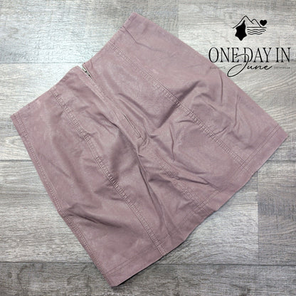 Free People Vegan Leather A-Line Mini Skirt Mauve Pink Seamed Size 0