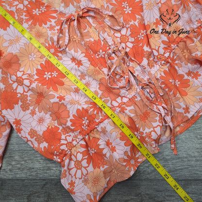 a.n.a Tie Closure Half Sleeve Blouse Top Size L