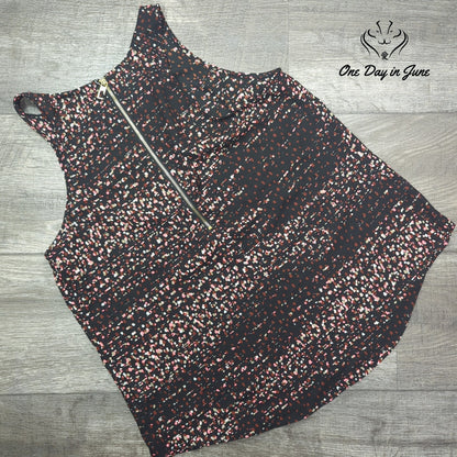 Apt. 9 Petite Zip Back Tank Top Abstract Print Black Pink Size PM
