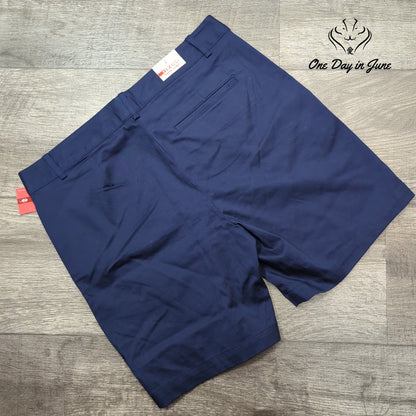 Izod Women's Stretch Flat Front Chino Shorts Navy Blue NWT Size 2