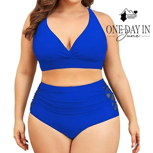 Yonique Plus Size High Waist Bikini Swimsuit Size 18W