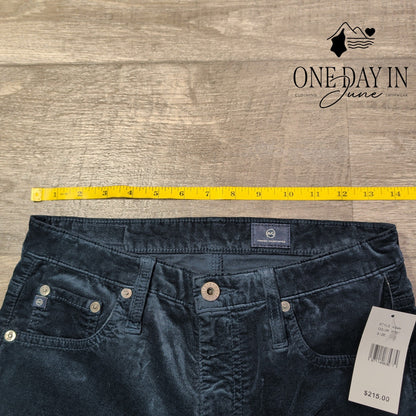 AG Adriano Goldschmied Velveteen Straight Leg Jeans Navy Blue NWT Size 4 (27)