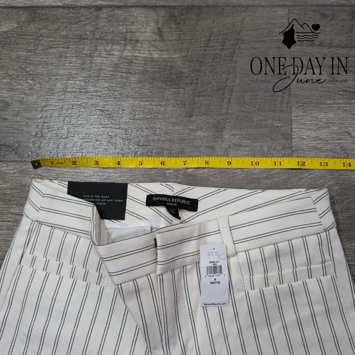 Banana Republic Modern Sloan Pants Ivory Black Pinstripe NWT Size 0P