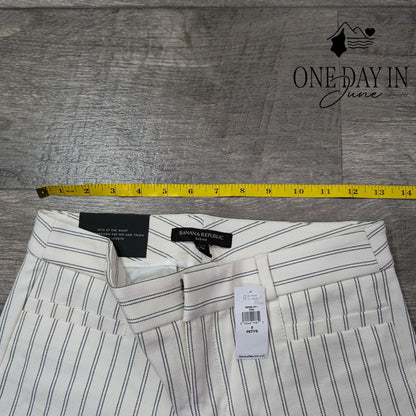 Banana Republic Modern Sloan Pants Ivory Black Pinstripe NWT Size 0P
