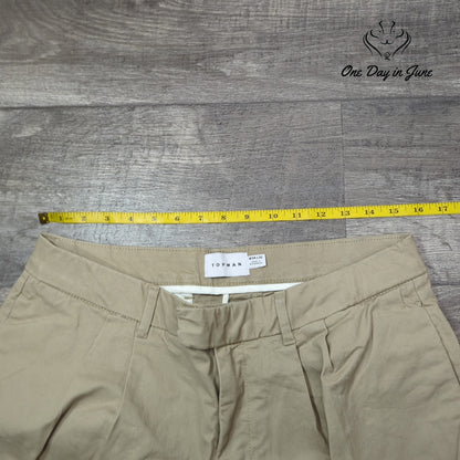 Topman Topman Men's Pleated Front Khaki Tan Chino Pants Size 34X32