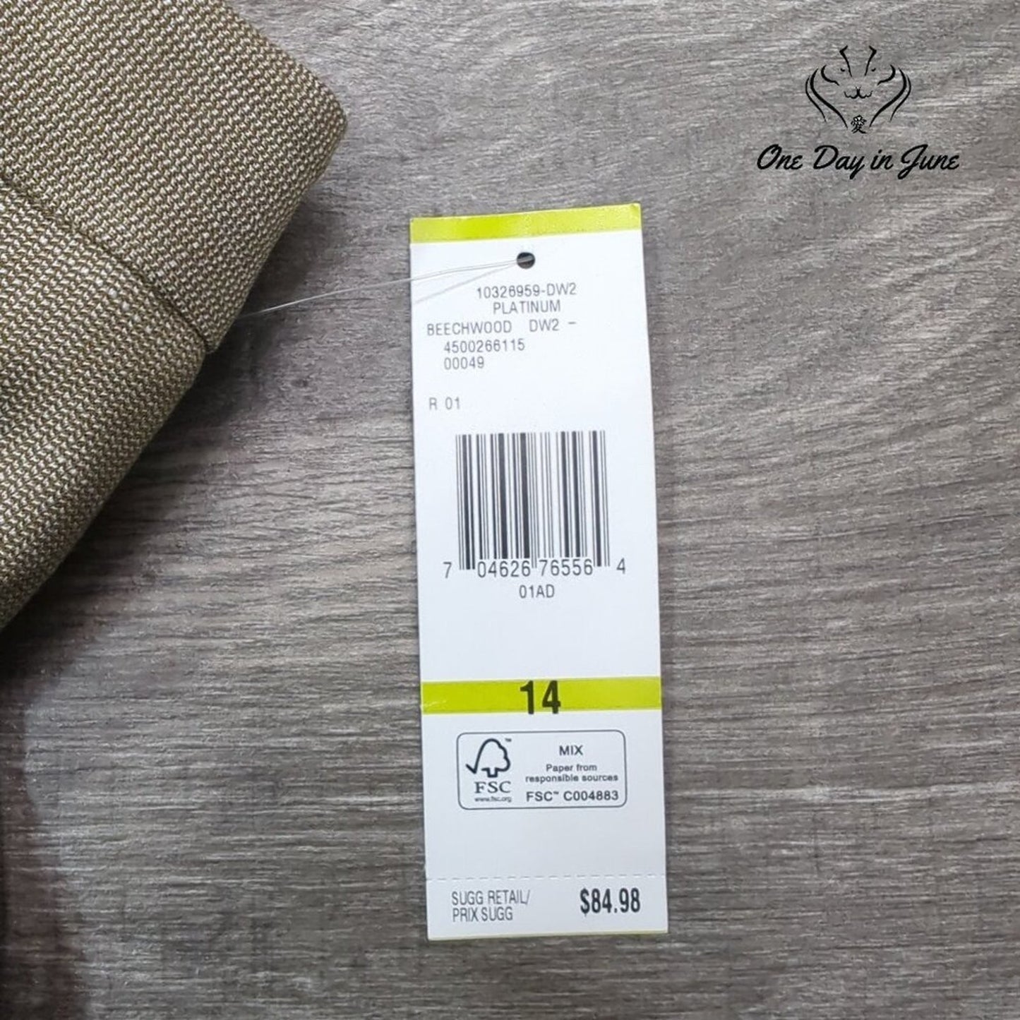 Jones New York Classic Fit Pants Beechwood Straight Leg NWT $84.98 Size 14