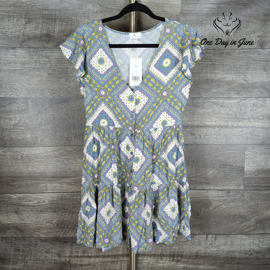 True Craft Short Sleeve Button Front Dress Size M