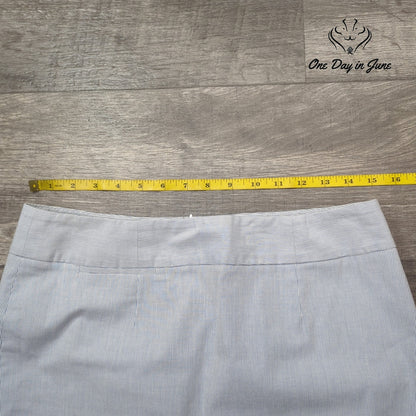 Calvin Klein Pinstripe Pencil Skirt Blue White Knee Length Size 6
