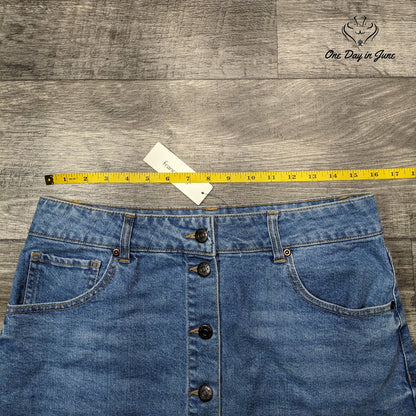 Harper Heritage Francesca Button Front Denim Mini Skirt Blue NWT Size L