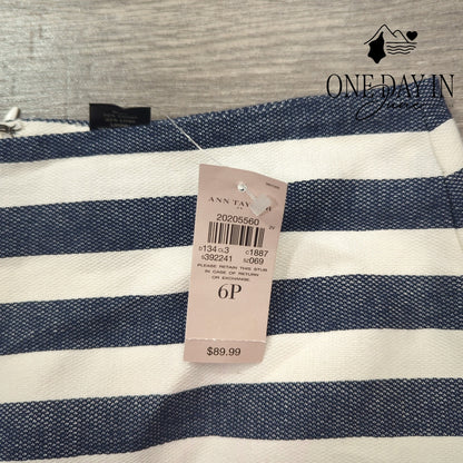 Ann Taylor Petite Linen Striped Pencil Skirt Size 6P