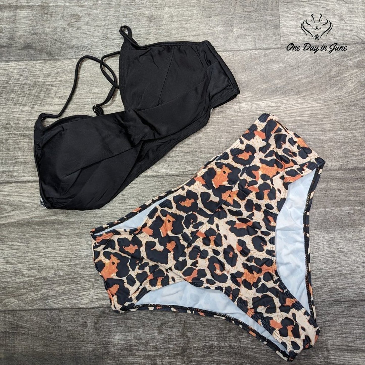 Jodimitty Cross Front Halter High Waist Bikini Size L