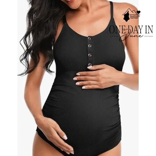 Summer Mae Maternity Ribbed One Piece Swimsuit Size M
