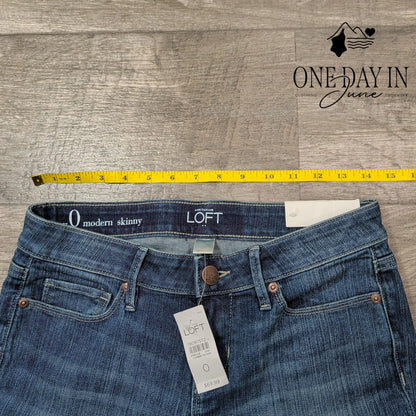 Loft Modern Skinny Jeans Dark Wash Blue Stretch Denim NWT Size 0