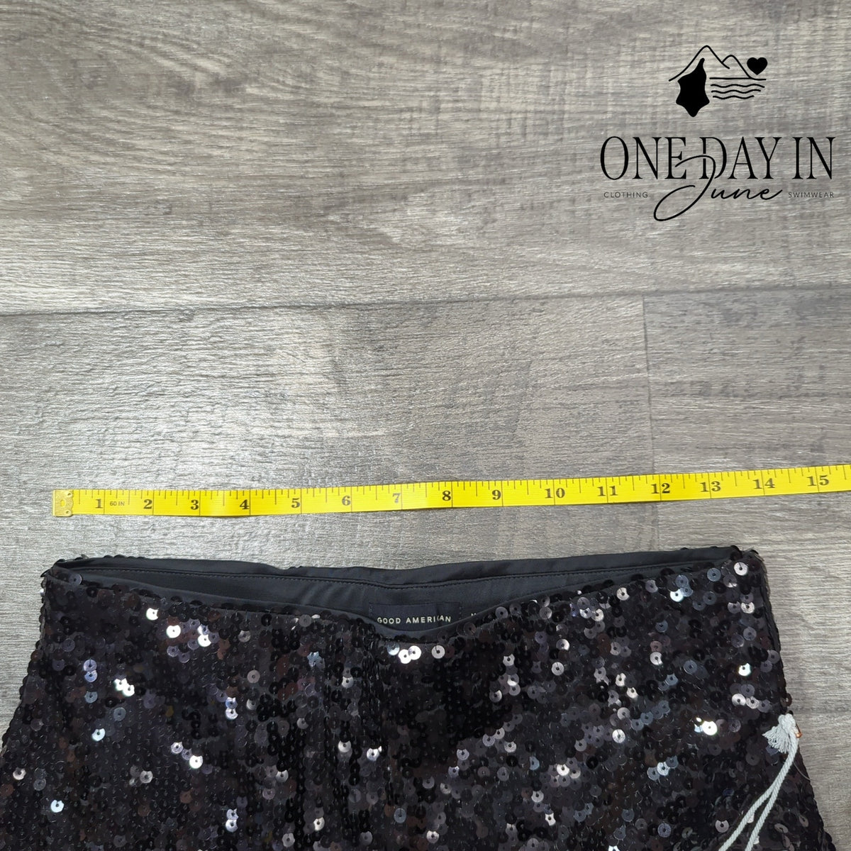 Good American \Sequin Wide Leg Pull On Pants Black NWT $159 Size M