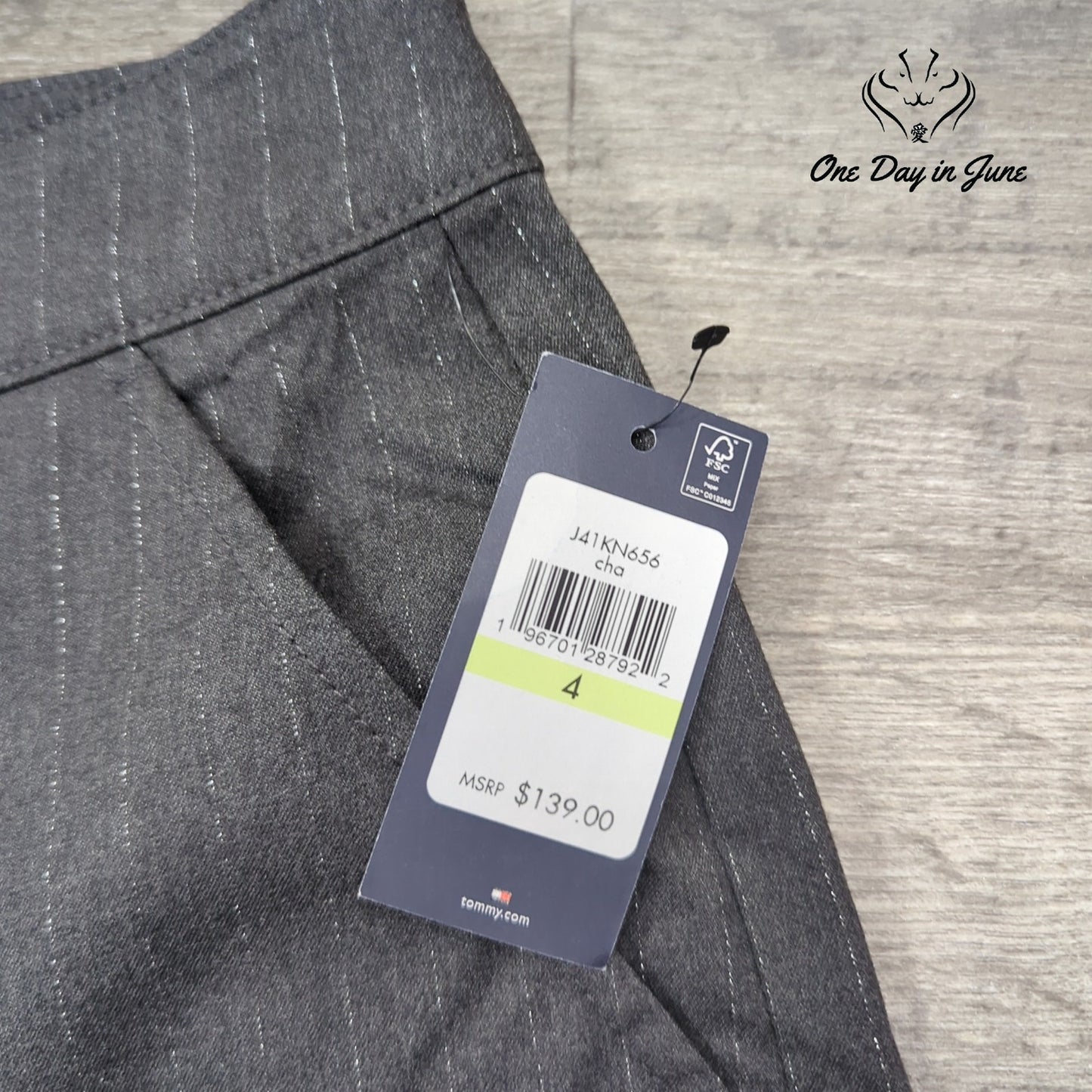 Tommy Hilfiger Metallic Pinstripe Wide Leg Cargo Pants Gray NWT Size 4