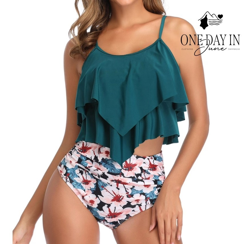 Edel Qual High Waist Founce Bikini Swimsuit Size L