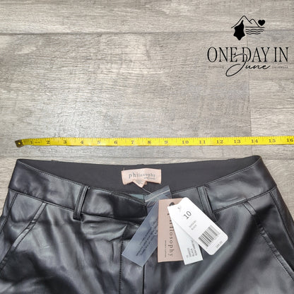 Philosophy Republic Clothing Faux Leather Straight Leg Pants Black NWT Size 10