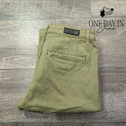 AG Adriano Goldschmied Straight Leg Chino Pants Olive Green NWT Size 4 (27)