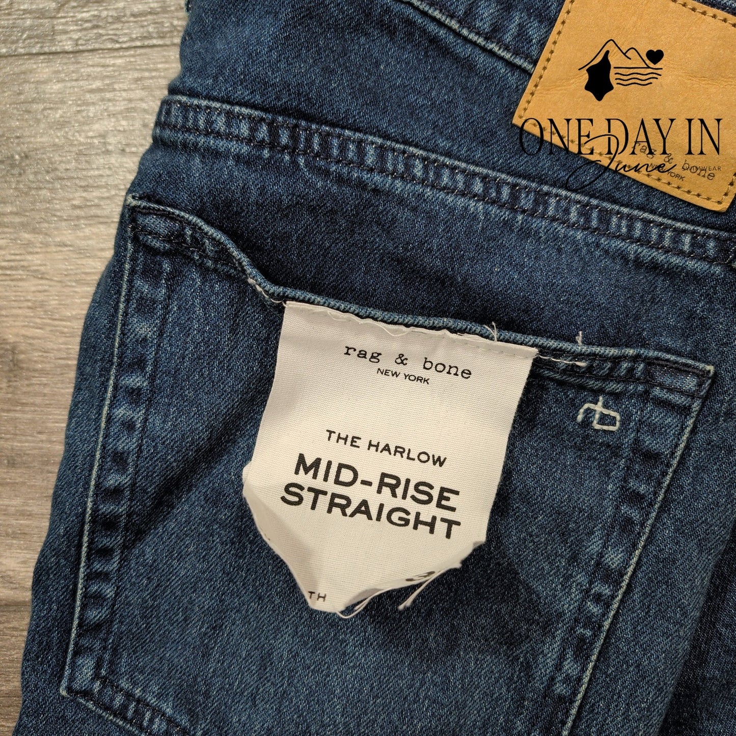 Rag & Bone The Harlow Jeans Teo Mid Rise Straight Blue NWT $248 Size 16 (33)
