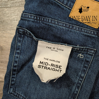 Rag & Bone The Harlow Jeans Teo Mid Rise Straight Blue NWT $248 Size 16 (33)