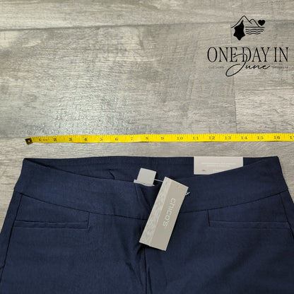 Chico's So Slimming Brigitte Slim Leg Pants Navy Blue Pull On NWT Size  (10)