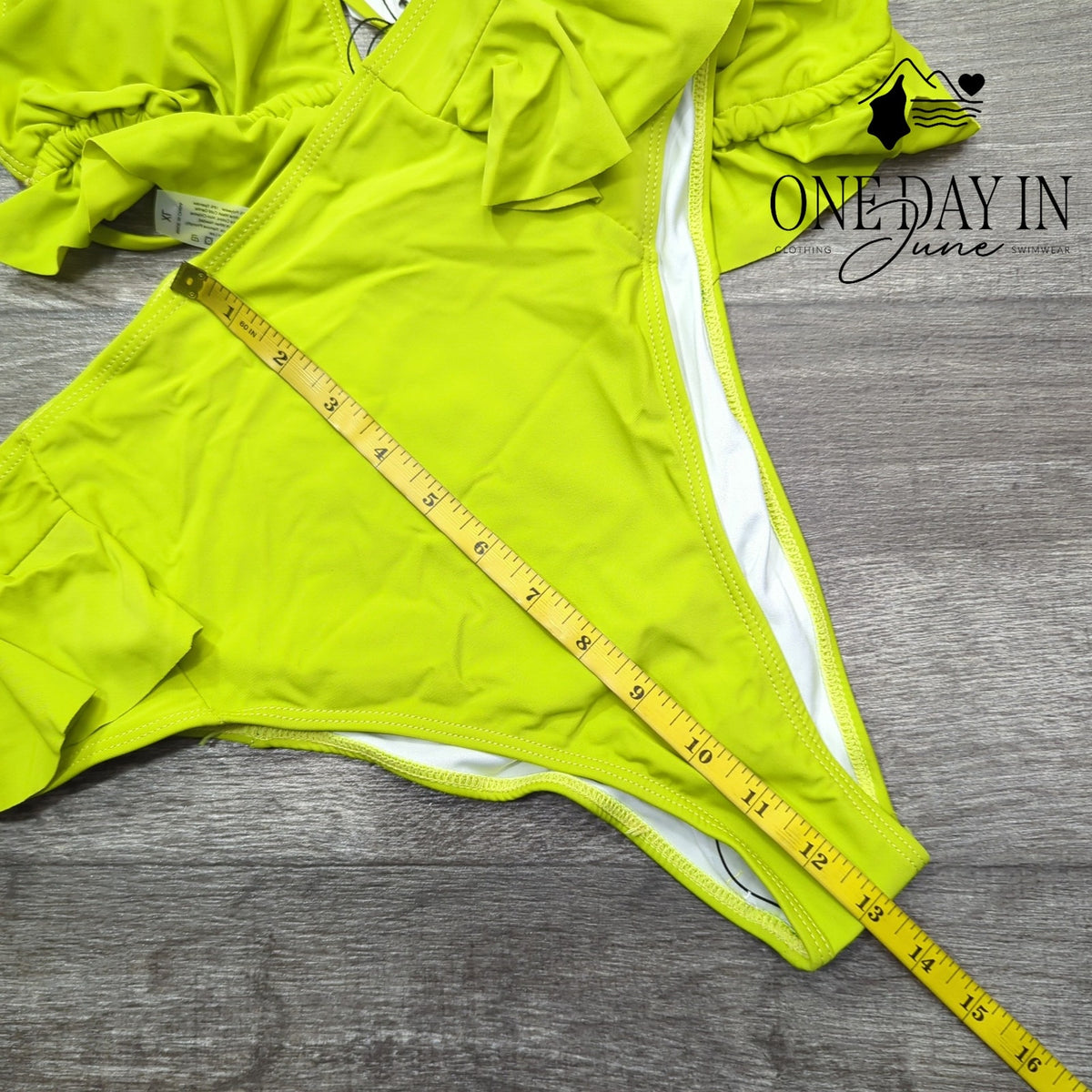 Sporlike Triangle Ruffle High Waist Bikini Swimsuit Lime Green NWT Size XL