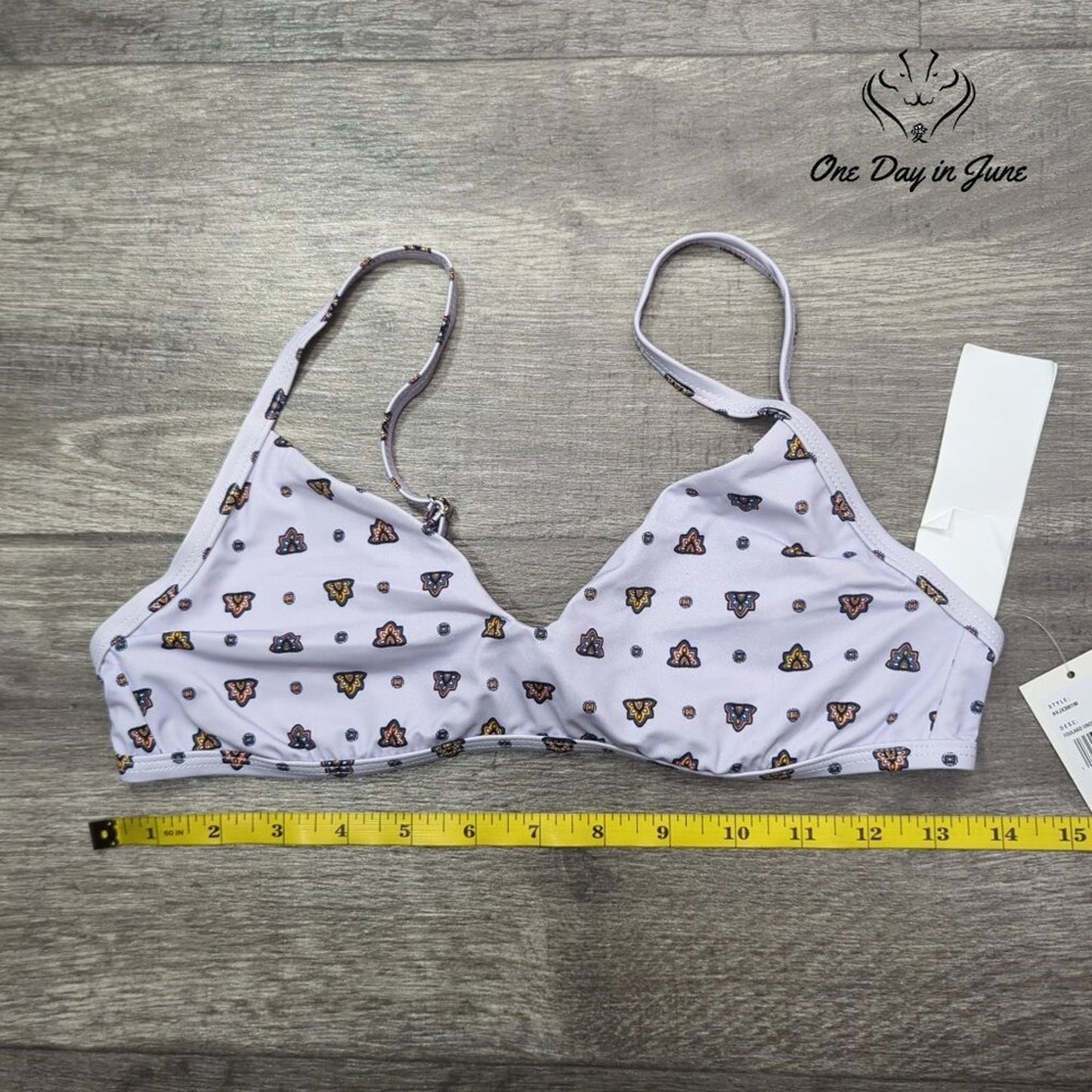 RVCA Foulard Underwire Bikini Top Lavender Geometric Bralette NWT Size S