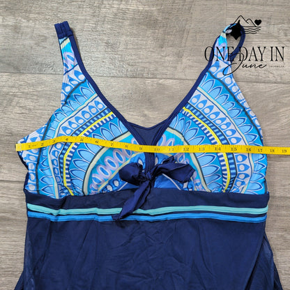 Charmo Mesh Overlay One Piece Swimsuit Size XXL