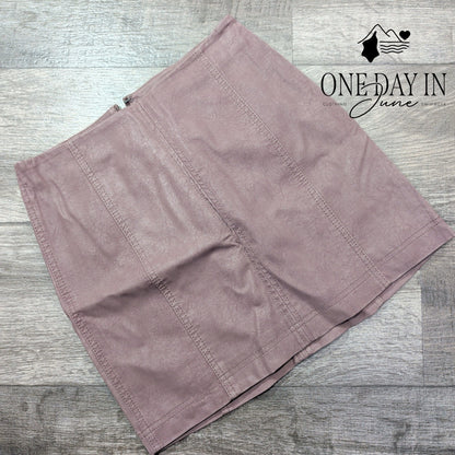Free People Vegan Leather A-Line Mini Skirt Mauve Pink Seamed Size 0
