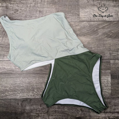 SweatyRocks One Shoulder Cut Out One Piece Swimsuit Size L