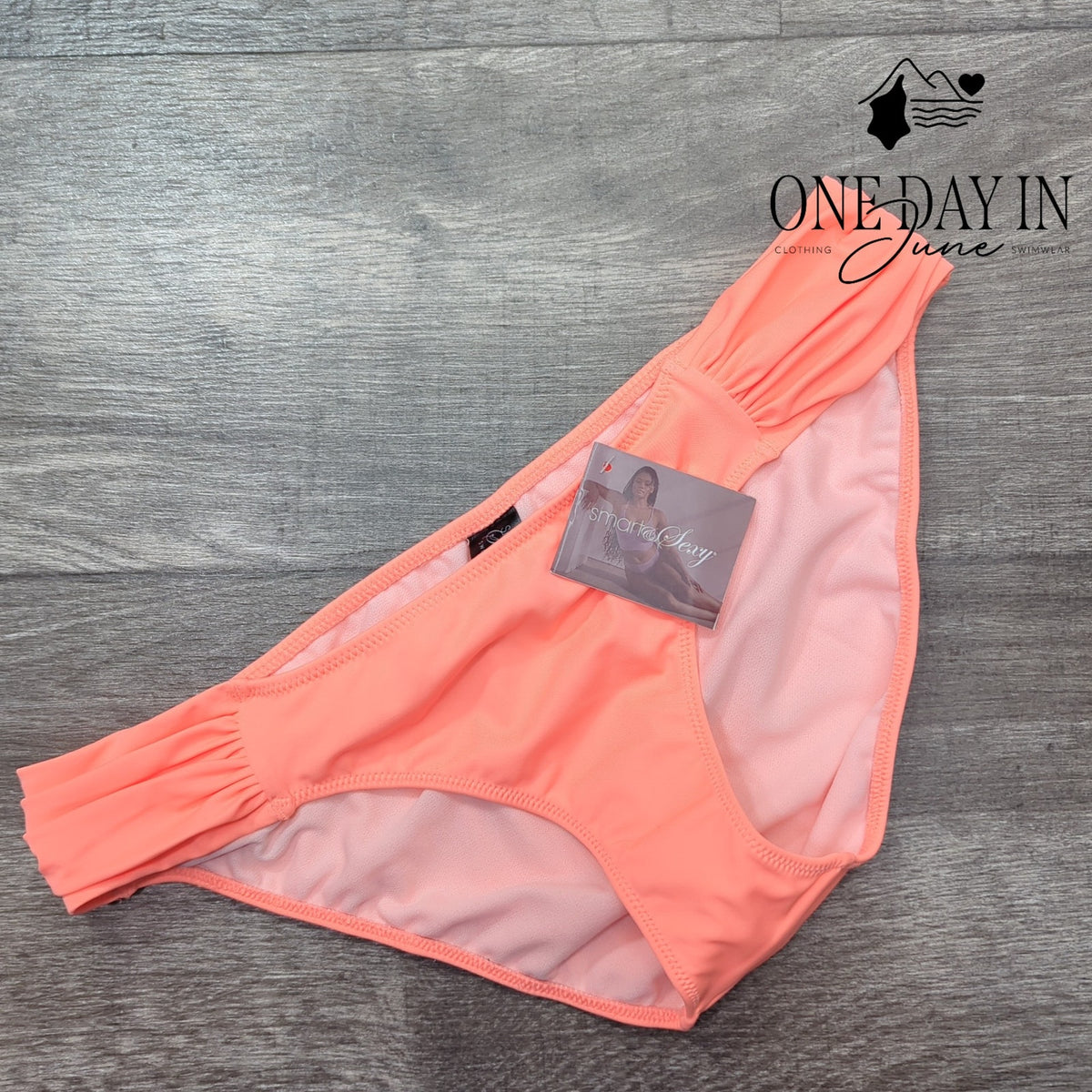 Smart & Sexy Side Ruched Moderate Bikini Bottom Coral Peach NWT Size M