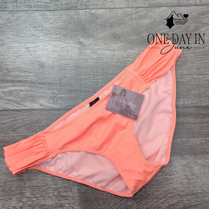 Smart & Sexy Side Ruched Moderate Bikini Bottom Coral Peach NWT Size M
