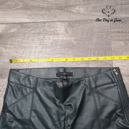 21 Saints Faux Leather Skinny Pants Dark Forest Green Side Zip Size L