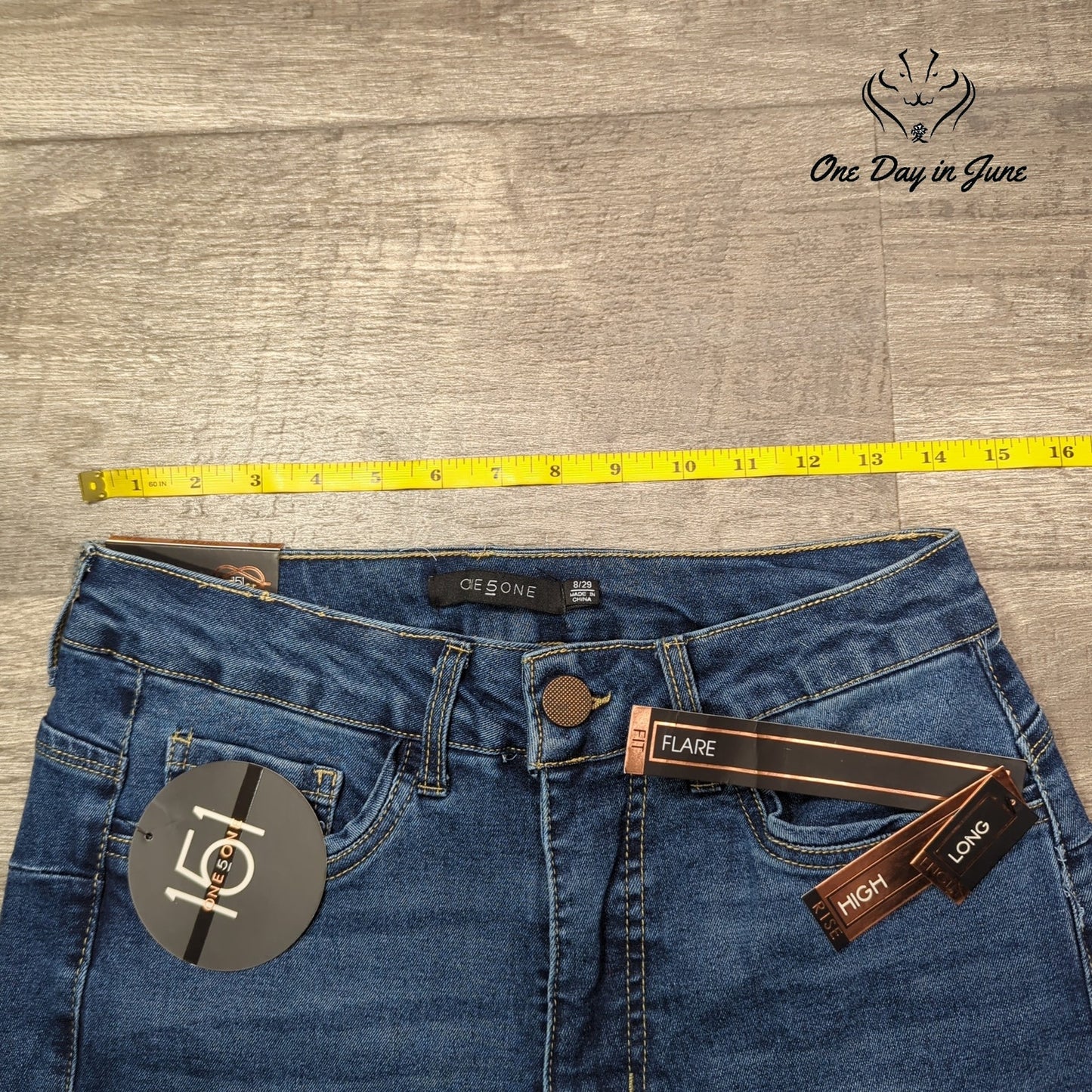 One5One Long High Rise Flare Jeans Size 8
