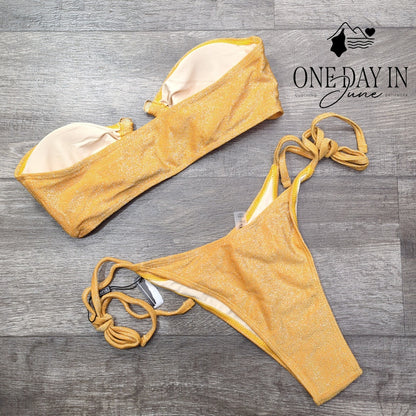 Zaful Sparkle Tie Side Bikini Swimsuit Size M
