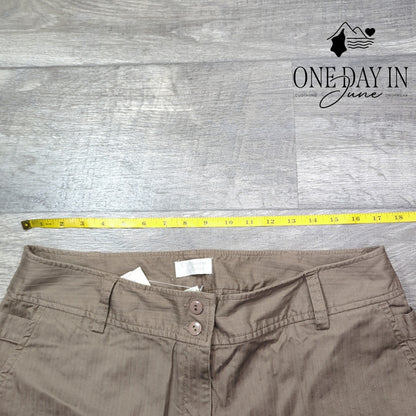 Christopher & Banks Capri Pants Brown Tan Flat Front Cropped NWT Size 12