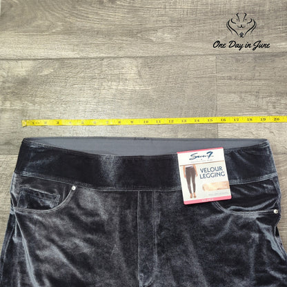 Seven7 Velour Leggings Charcoal Gray Pull On Stretch Pants NWT Size XXL