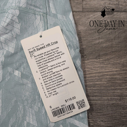 Lululemon Swift Speed HR Crop 21" Leggings Reverberate Chevron NWT Size 6