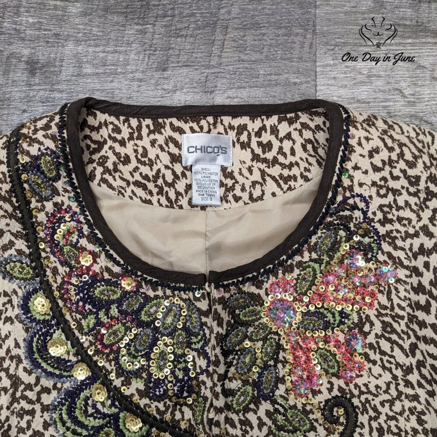 Chico's Sequin Hook and Loop Closure Jacket Size Chico's 3 (16)