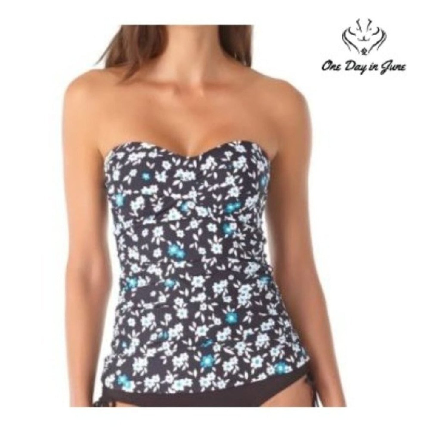 Anne Cole Twist Front Bandeau Tankini Top Size XS
