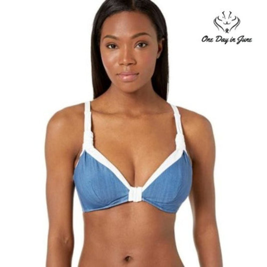 SeaFolly Block Party F Cup Halter Bikini Top Size 8