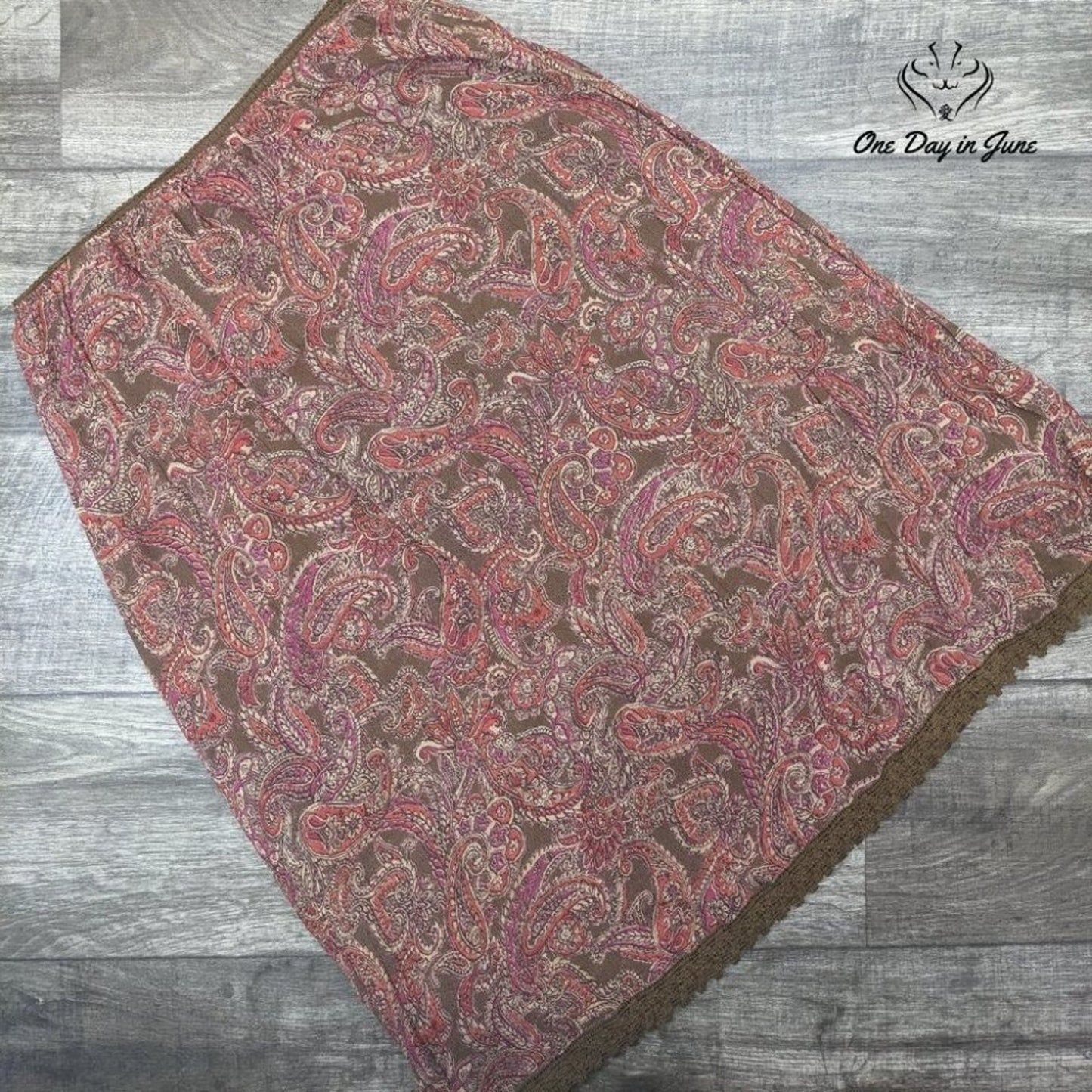 Style & Co Aged Paisley Boho Midi Skirt Size 12