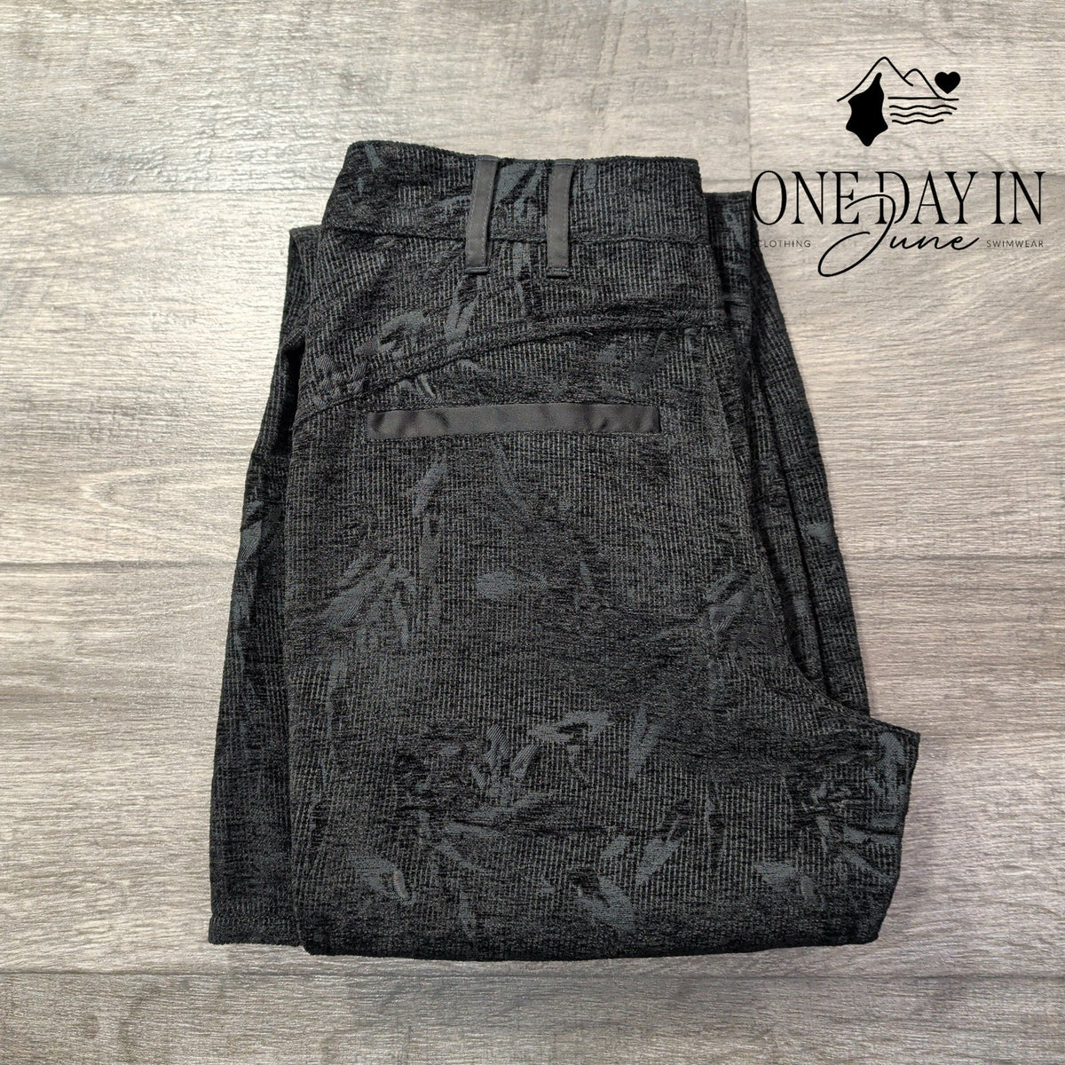 We The Free Floral Jacquard Flare Pants Black Gray Size 4