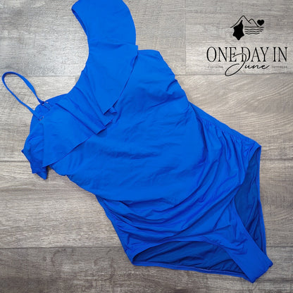 Tempt Me Ruffle One Shoulder One Piece Swimsuit Size XL