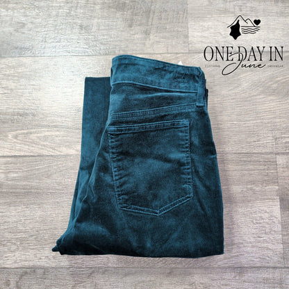 Chico's Pull On Kick Flare Pants Teal Velvet Velour NWT Size Chico's 1 (8)