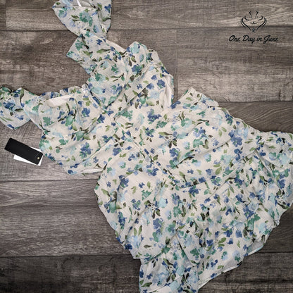 City Triangles Juniors Floral Ruffle Side Cutout Mini Dress NWT Size 15
