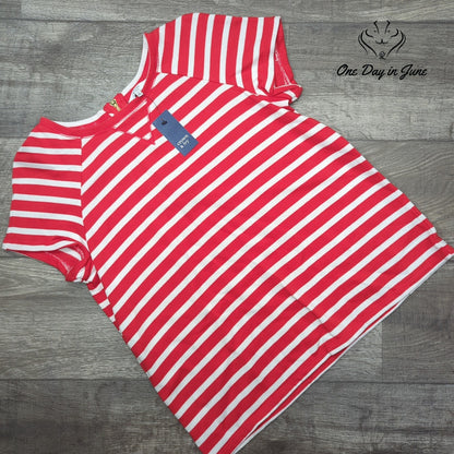 Crown & Ivy Essential Athleisure Striped Short Sleeve Top Red NWT Size M